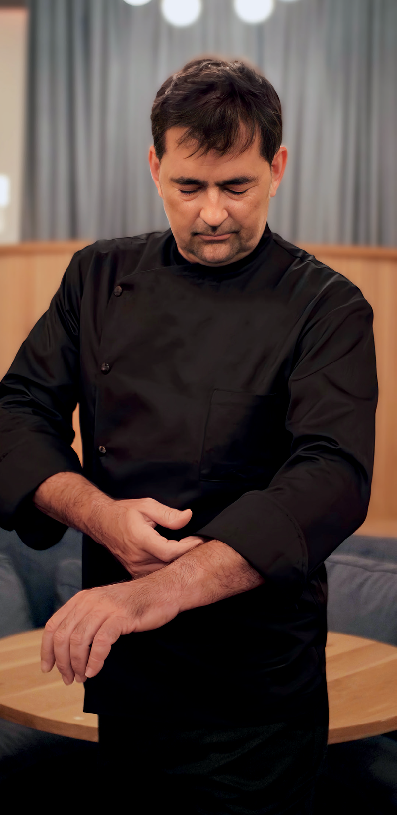 CESAR BLACK SHORT SLEEVE CHEF JACKET - RDG